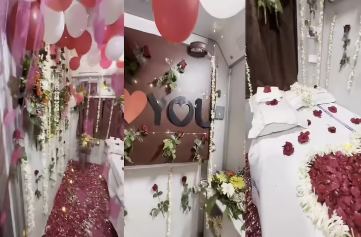गुलाब की पंखुड़ियां, गुब्बारे और दिल वाली बेडशीट... AC फर्स्ट कोच का VIDEO देख लोग रह गए हैरान, रेलवे ने खोला राज
