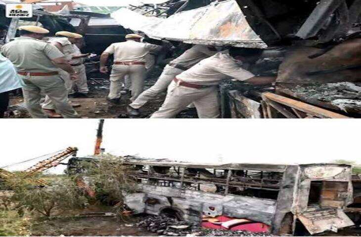 दौसा एक्सप्रेसवे पर भीषण हादसा: ट्रेलर से टकराई बस में लगी आग, एक्सक्लूसिव फुटेज में देंखे 8 यात्रियों की मौत; 21 घायल