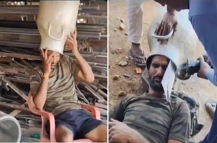 अलवर में रील बनाने के चक्कर में फंसी मुसीबत, युवक के सिर में फंसी दूध की कैन; कटर से निकाली गई