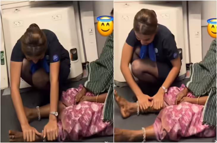Viral Video: आसमान में इंसानियत की मिसाल, एयर होस्टेस ने बुजुर्ग पैसेंजर के दबाए पैर; वीडियो हुआ वायरल
