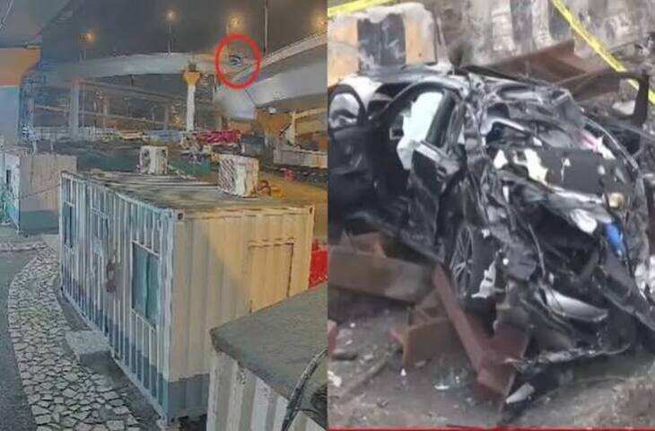 मुंबई कोस्टल रोड पर 75 फीट नीचे गिरी BMW, फुटेज में देंखे 3 छात्रों की मौत; एक गंभीर