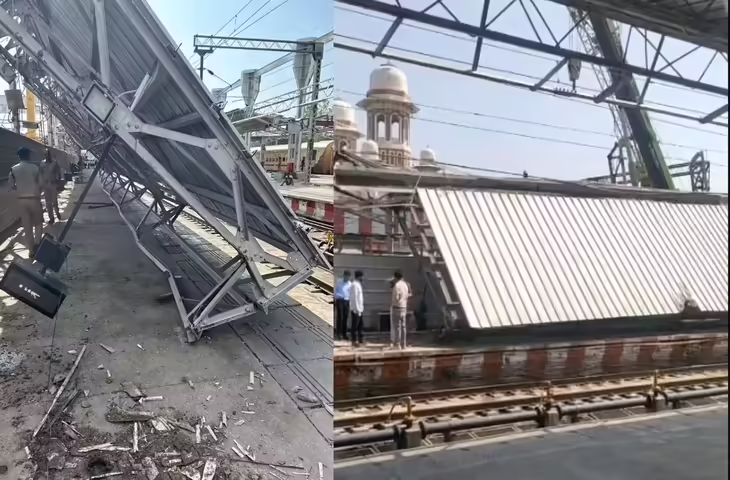 चारबाग रेलवे स्टेशन पर बड़ा हादसा: प्लेटफॉर्म नंबर-5 का टिन शेड गिरा, TTE समेत 3 लोग गंभीर घायल