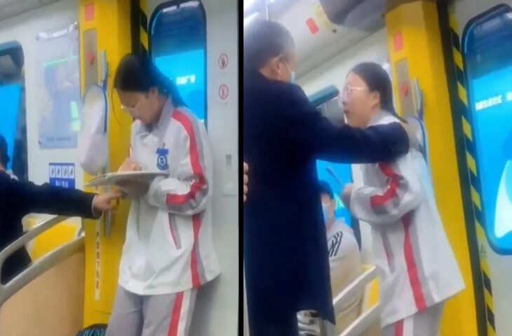 चलती मेट्रो में खड़े होकर पढ़ रही थी युवती, फिर जो हुआ देख नहीं होगा यकीन
