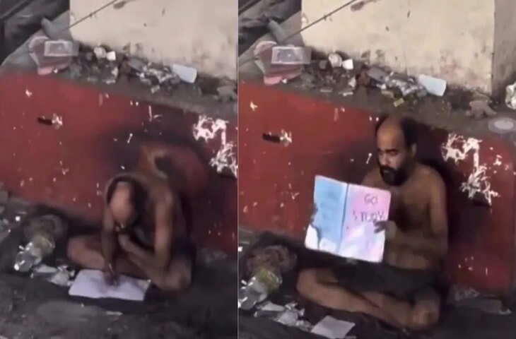 मेट्रो स्टेशन के नीचे पढ़ाई करता दिखा बेघर आदमी, VIDEO वायरल होते ही कमेंट्स की आई बाढ़