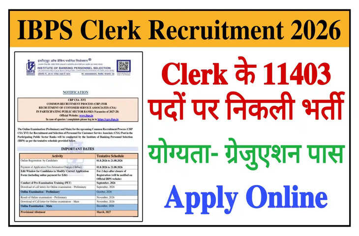 IBPS Clerk Vacancy 2026: ग्रेजुएट युवाओं के लिए बड़ी खुशखबरी! 11 हजार से ज्यादा क्लर्क पदों पर निकली भर्ती, ऐसे करें अप्लाई