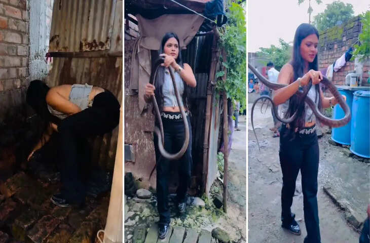 लड़की ने खतरनाक सांप को काबू कर सोशल मीडिया पर मचाई सनसनी
