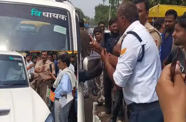 हाथरस में ट्रैफिक पुलिस और भाजपा MLC के बेटे में विवाद, सड़कों पर हुई बहस