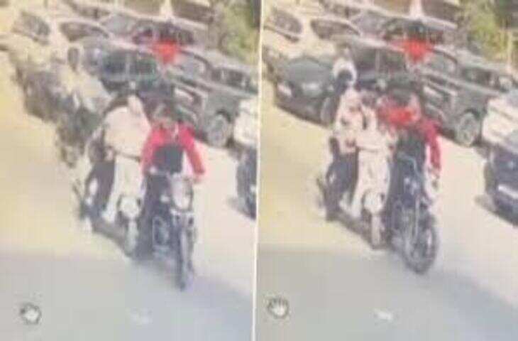 सड़क पार कर रही महिला को बाइक सवार ने मारी टक्कर, देखे Video