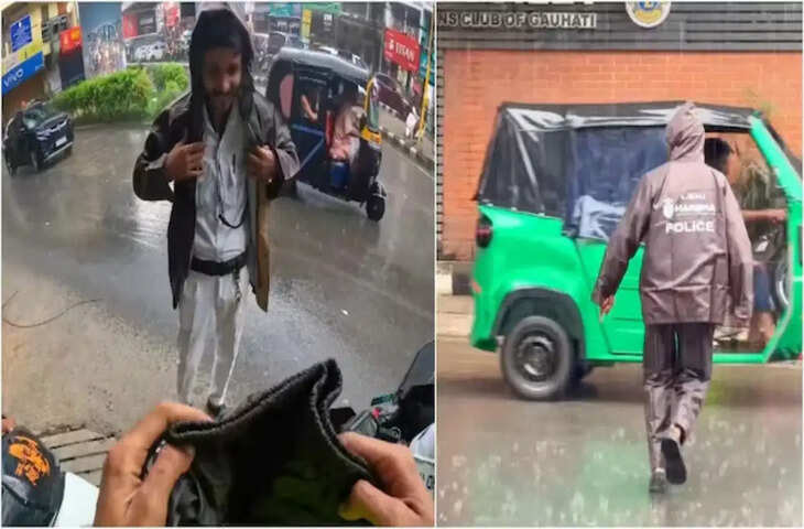 बारिश में भी डटे रहे पुलिसकर्मी, भीगते जवान को देखकर कंटेंट क्रिएटर ने किया ऐसा काम कि वायरल हो गया वीडियो​​​​​​​