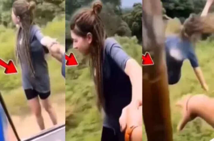 ट्रेन के गेट पर लटककर वीडियो शूट करने वाली लड़की का वायरल वीडियो, फिर हुआ ऐसा देखकर कांप जाऐगी रूह