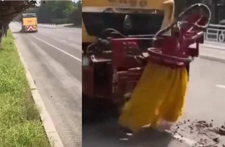 80 किमी/घंटा की रफ्तार से सड़क साफ करती दिखी हाई-स्पीड हाईवे स्वीपर मशीन, लोगों में चर्चा तेज