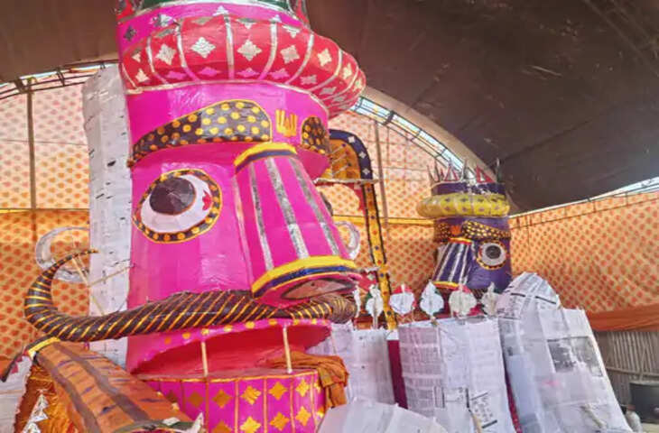 आगरा में आज तीन जगह होगा रावण दहन, रामलीला मैदान में 120 फीट का पुतला बनेगा आकर्षण; आंखें टिमटिमाएंगी और मुंह चलेगा