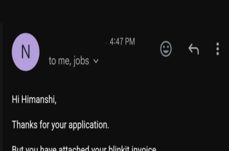 लड़की ने CV की जगह भेज दिया Blinkit का इनवॉइस, कंपनी के रिप्लाई ने जीता दिल