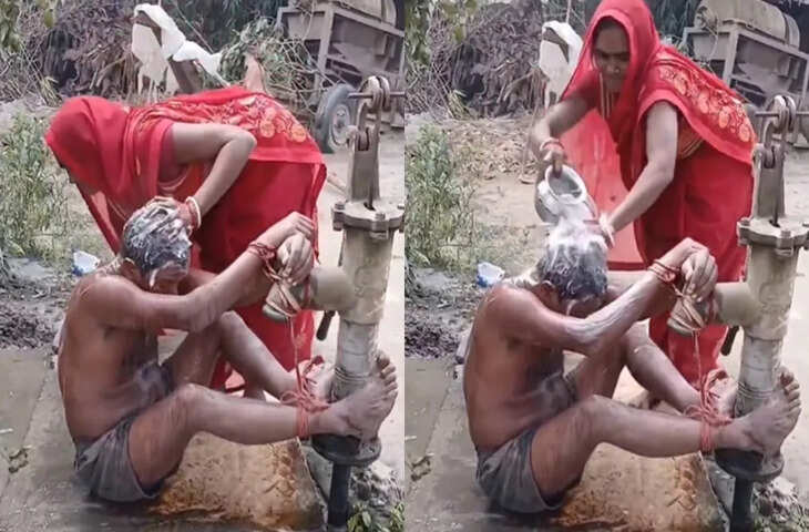 नल से बांधे हाथ-पैर और पति को ठंडे पानी से करा दिया स्नान, वायरल वीडियो देख लोग बोले - 'कितनी जालिम औरत है भाई...'