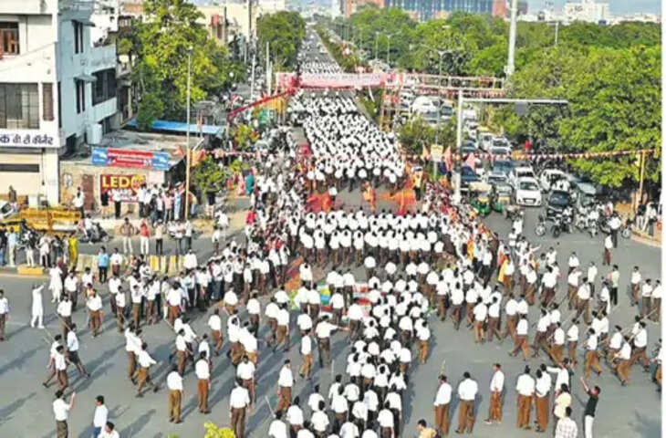 जयपुर में RSS के शताब्दी वर्ष पर &lsquo;उद्भव-2026&rsquo; पथ संचलन, 2700 स्वयंसेवकों ने की कदमताल
