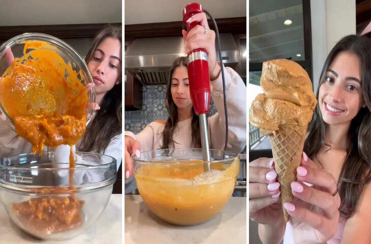 लड़की को&nbsp;बटर चिकन आइसक्रीम बनाते देख बौखलाए यूजर्स, बोले -&nbsp;"इस जन्म में माफ नहीं करेंगे"