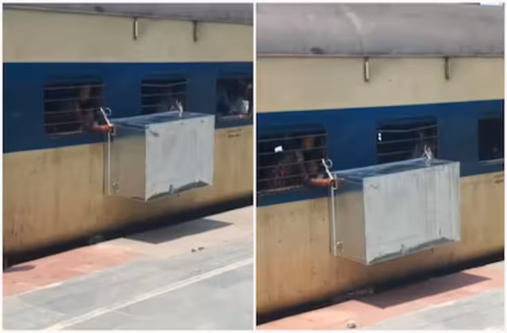 ट्रेन की खिड़की पर बक्सा बांधकर ले जा रहे थे यात्री, वायरल वीडियो देख भड़के यूजर्स&nbsp;