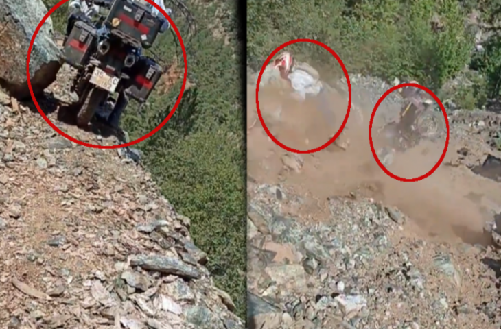 लापरवाही पड़ गई भारी, बाइक सहित खाई में लुढ़क गया युवक, कैमरे में कैद हुआ रोंगटे खड़े कर देने वाला नजारा