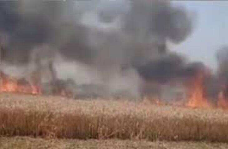 कोटा में भीषण आग से 200 बीघा गेहूं की फसल जलकर राख