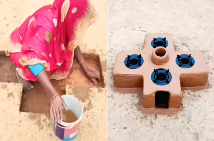 महिला ने ईंट-मिट्टी से बना दिया 5 बर्नर का अद्भुत चूल्हा, आसान इतना कि वीडियो देखकर कोई भी बना ले