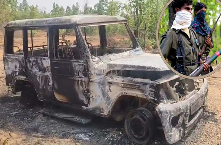 खनिज सर्वे साइट पर नक्सलियों का हमला, लगाई आग, 8 गाड़ियों समेत करोड़ों की संपत्ति खाक