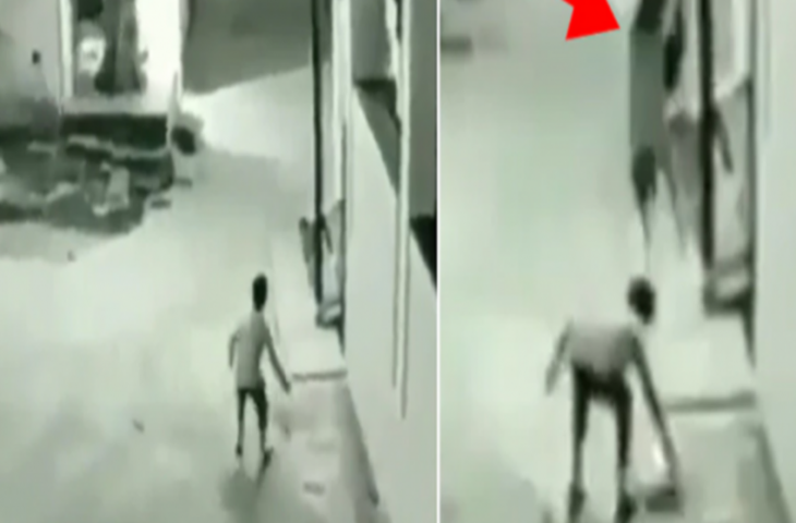 ईश्वर का चमत्कार.. छत से गिरा बच्चा लेकिन खरोंच तक नहीं आई, देखें कैसे बची जान