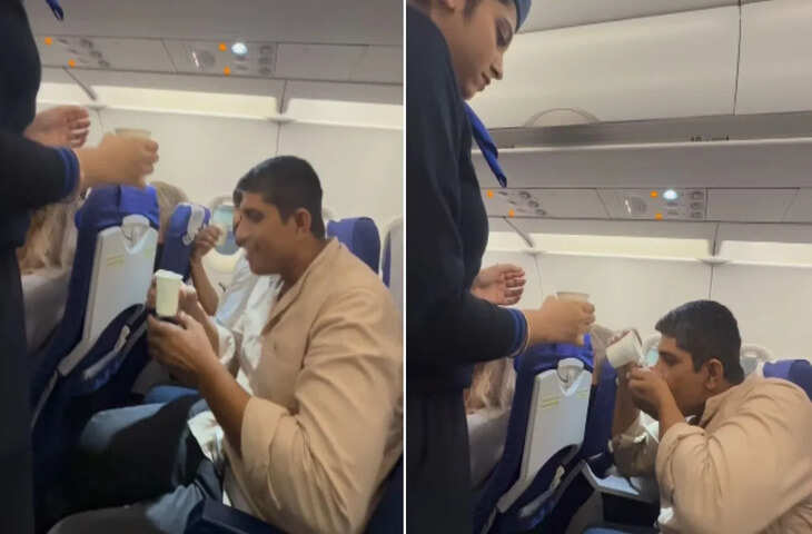 फ्लाइट में बंदे ने चुल्लू में भरकर पिया पानी, एयर होस्टेस का रिएक्शन हुआ वायरल