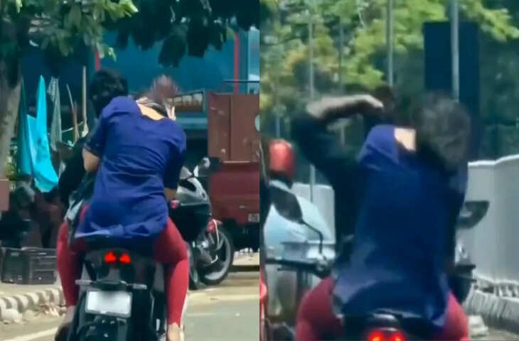 सड़क पर इंसानियत शर्मसार, चलती बाइक पर महिला को पीटते शख्स का वीडियो वायरल, यूजर्स भड़के