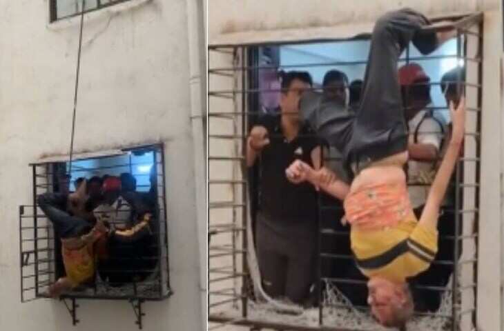 गुजरात में 10वें फ्लोर से गिरा बुजुर्ग 8 वें फ्लोर पर अटका शर्ट ने बचाई जान, यहाँ देखे खौफनाक VIDEO&nbsp;