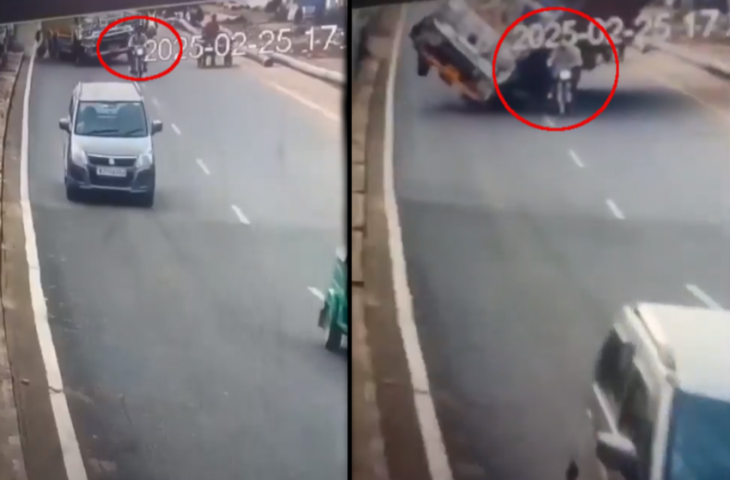 बाइक पर शादी में जा रहे थे दो दोस्त, तभी पीछे से आई मौत, कैमरे में कैद हुआ दर्दनाक हादसा