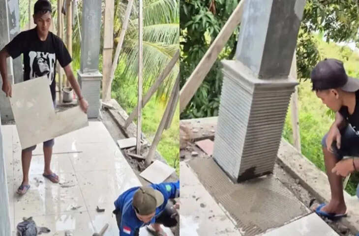 टाइल लगाने में कारीगर की छोटी सी गलती बनी इंटरनेट पर हंसी का कारण