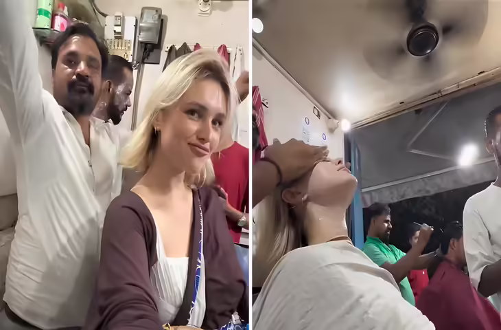 पुरुषों के सैलून में फेस मसाज कराने पहुंची Russian महिला, सर्विस देखकर हुई प्रभावित; VIDEO देख लोग रह गए अचंभित&nbsp;