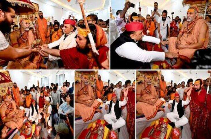 शंकराचार्य स्वामी अविमुक्तेश्वरानंद से मिले अखिलेश यादव, बोले- सरकार बनी तो गोसेवा के लिए करेंगे काम