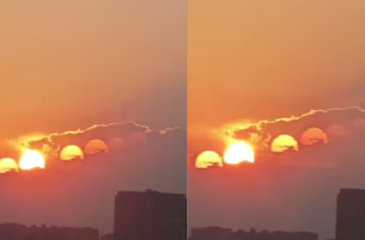 डूबते सूरज का वीडियो बना रही थी महिला, तभी कैमरे में कैद हो गया ऐसा अद्भुत दृश्य, देखकर हैरान रह गए लोग