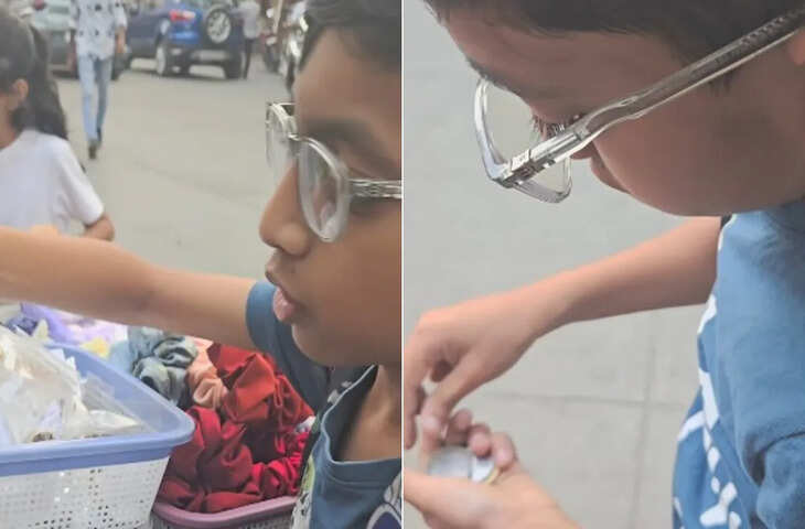 सोशल मीडिया पर छाया वीडियो:&nbsp;10-10 के सिक्के जोड़कर मां के लिए झुमके खरीदने पहुंचा मासूम बच्चा, देखकर लोग बोले - 'ईदगाह का हामिद