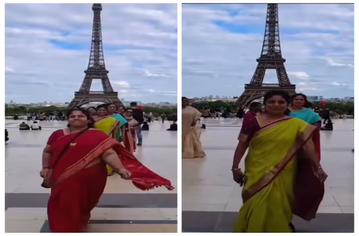 इंडियन साड़ी का ग्लोबल कमाल! पेरिस के Eiffel Tower पर महिलाओं ने दिखाया पारंपरिक स्टाइल का जलवा, वीडियो हो रहा वायरल&nbsp;