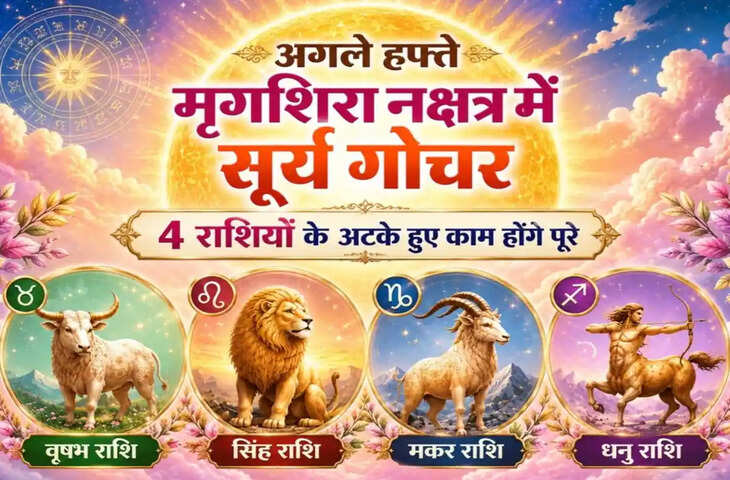 सूर्य का मृगशिरा नक्षत्र में गोचर 2026: 8 जून से चमकेगी इन 4 राशियों की किस्मत, करियर और धन में मिल सकते हैं बड़े लाभ