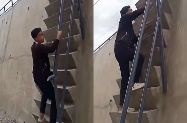 अनोखी सीढ़ियों का वायरल वीडियो, डिजाइन देखकर हैरान हुए लोग
