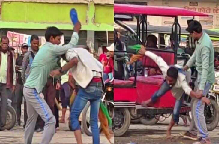 Viral Clip: सवारी को लेकर दो रिक्शा चालक आपस में भिड़े, सड़क पर मचा हंगामा