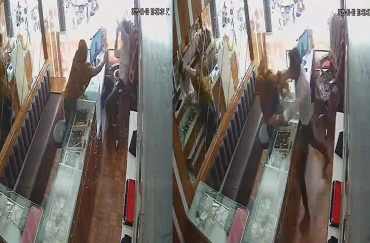 दे दना दन... दुकानदार की आंखों में मिर्ची झोंक लूटने का था प्&zwj;लान, महिला को 25 सेकेंड में पड़े 20 थप्&zwj;पड़