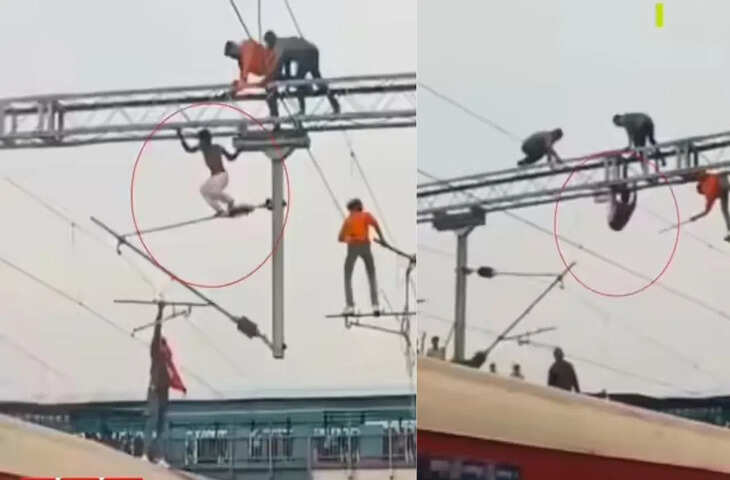 मनमाड रेलवे स्टेशन पर हाई-वोल्टेज ड्रामा, खंभे पर चढ़े युवक को कई घंटे बाद सुरक्षित उतारा गया