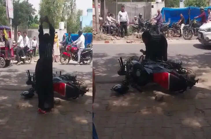 बुलंदशहर में बीच सड़क पति-पत्नी के बीच हाईवोल्टेज ड्रामा, वीडियो वायरल