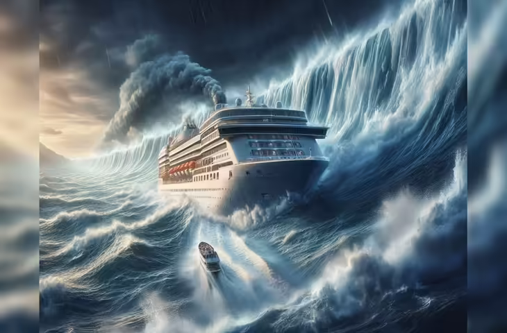 समुद्र की लहरों के बीच क्रूज से नाव पर उतरी महिला, दिल दहलाने वाला वीडियो वायरल