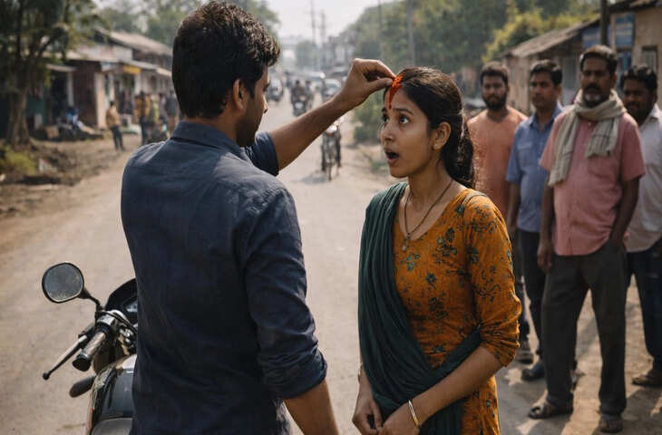 सड़क किनारे निब्बा-निब्बी का बवाल! दिनदिहाड़े लड़के ने लड़की की मांग में भरा सिन्दूर, यहाँ देखिये वायरल वीडियो