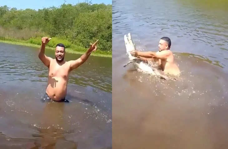 नदी में कर रहा था मस्ती, तभी पहुंच गया मगरमच्छ, फिर देखिए क्या हुआ, Viral Video