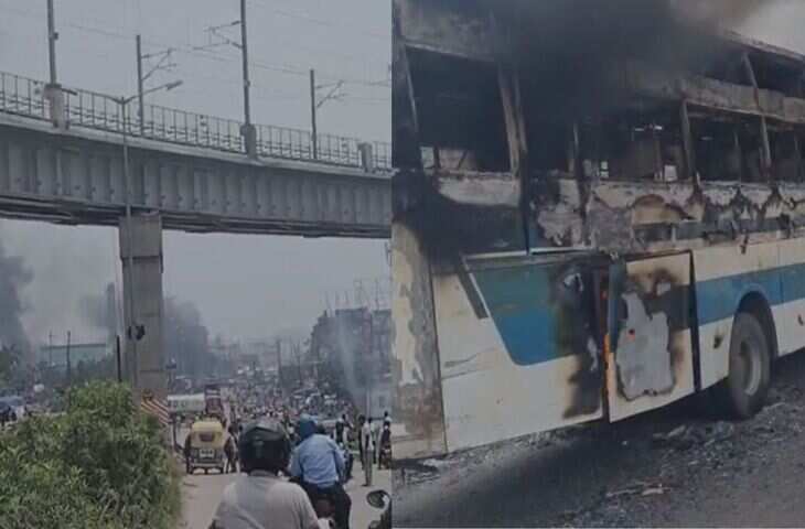 पटना में एक्सीडेंट के बाद मचा हंगामा! बस समेत 5 वाहन फूंके, भीड़ ने पुलिस पर भी किया पथराव