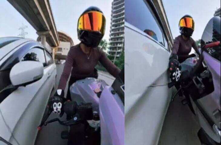 गुरुग्राम में लेडी बाइकर को कार से टक्कर मारने वाला आरोपी गिरफ्तार, फुटेज में देंखे दौसा से पकड़ा गया; हत्या के प्रयास की धारा जोड़ी