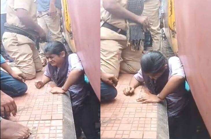 खचाखच भरी ट्रेन में फंसी लड़की, वीडियो देख दहल जाएगा दिल