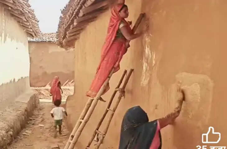 दीपावली से पहले प्रयागराज के खखैचा गांव में घरों की सजावट शुरू, महिलाएं तैयारियों में जुटीं