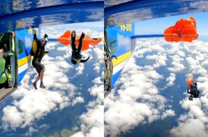 15,000 फीट की ऊंचाई पर मौत से आमना-सामना! प्लेन से उलझा पैराशूट, डरावना VIDEO देख काँप जायेगी रूह 